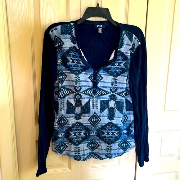 Chaps Womans Sweater Blue w Large Blue Pattern Size XL - Picture 1 of 6